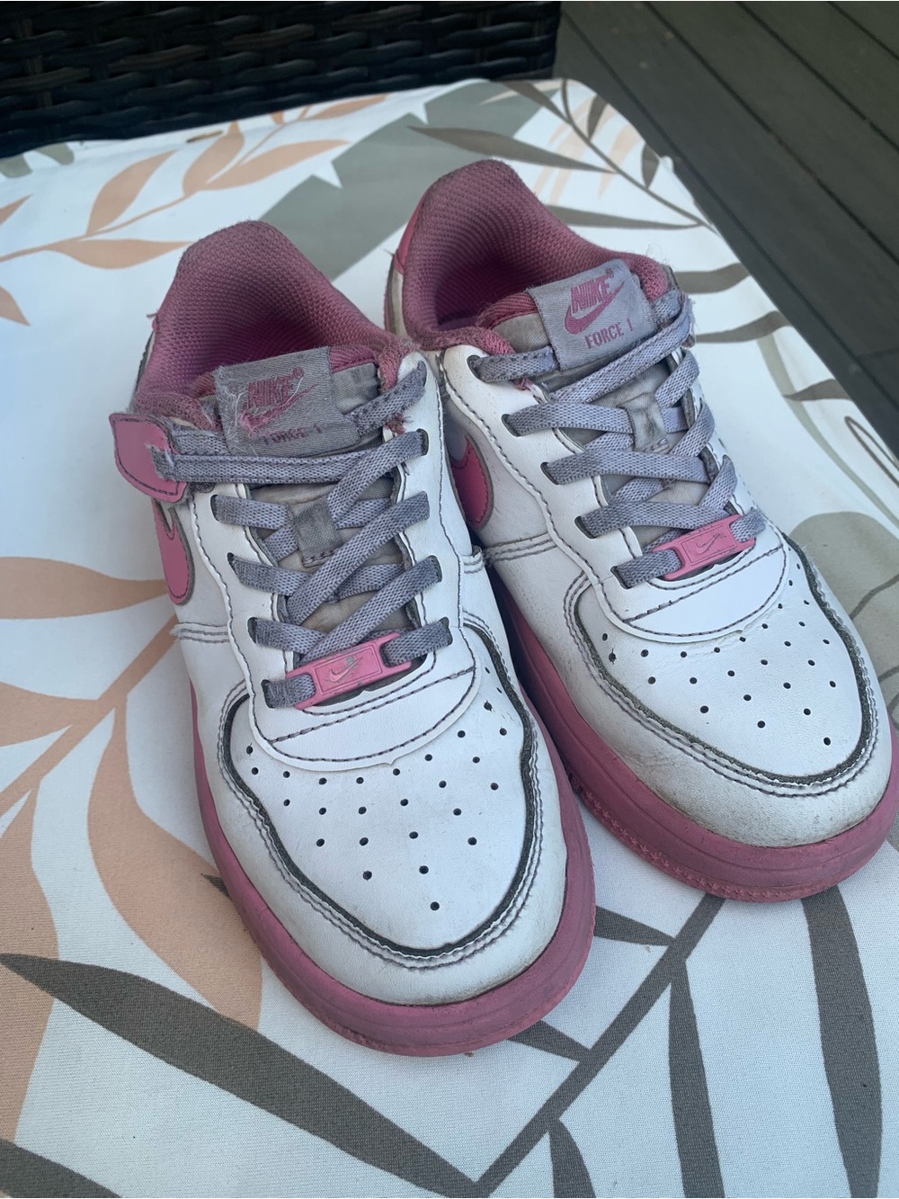 Nike Kids White Sneakers with Pink Accents